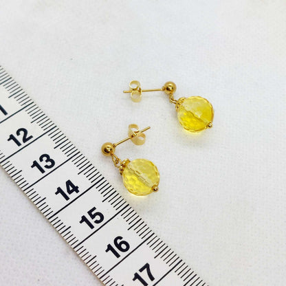 Natural Citrine Stud Earrings with 10-12mm stones in Stainless Steel