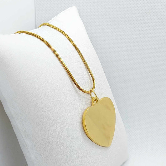 Heart Pendant In Stainless Steel with Gold Plated Chain Necklace