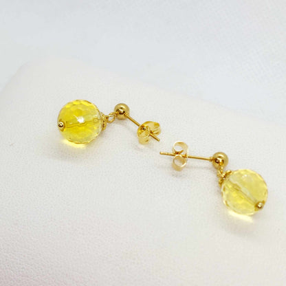 Natural Citrine Stud Earrings with 10-12mm stones in Stainless Steel