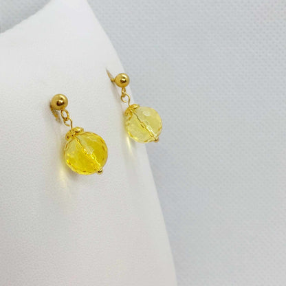 Natural Citrine Stud Earrings with 10-12mm stones in Stainless Steel