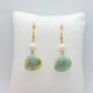 Natural Pearl Dangle Earrings with Enamel Pearl in Gold Plated Stainless Steel