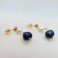 Natural Peacock Pearl Dangle Stud Earrings in Gold Plated Stainless Steel