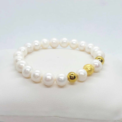Natural Freshwater Pearl Bracelet in 8 & 10mm Stones