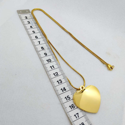 Heart Pendant In Stainless Steel with Gold Plated Chain Necklace