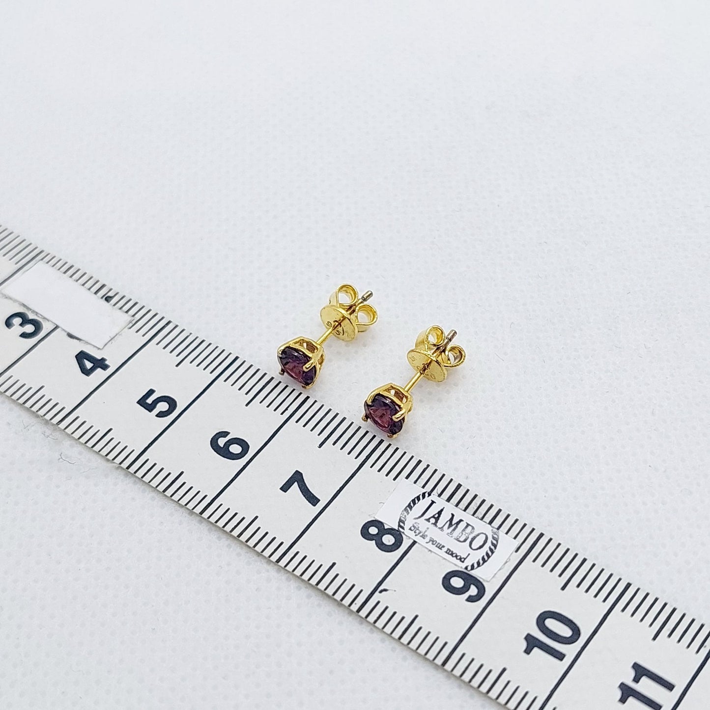 Natural Stone Stud Earrings with Rhodolite Garnet, Peridot, Garnet or Topaz in Sterling Silver Gold Plated