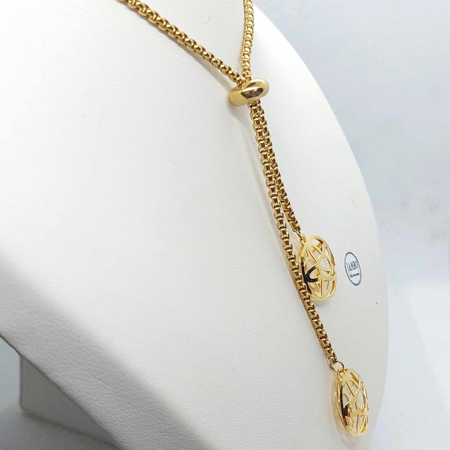 Sliding Chain Necklace in Stainless Steel Gold Plated