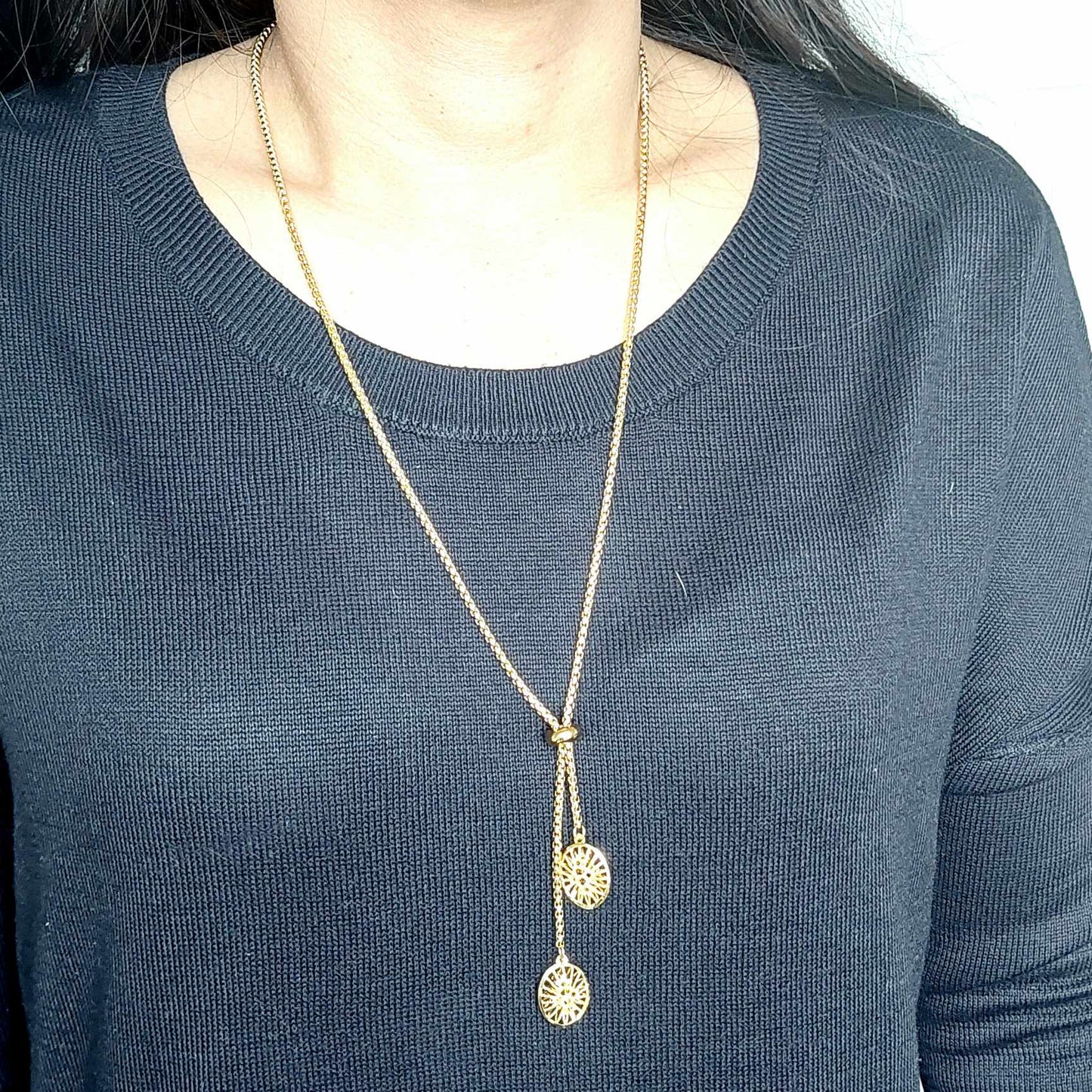 Sliding Chain Necklace in Stainless Steel Gold Plated