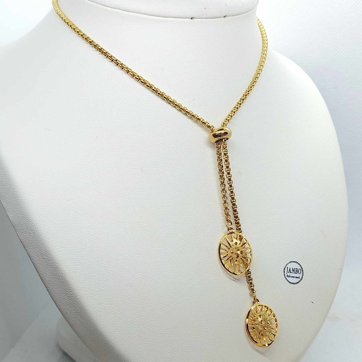 Sliding Chain Necklace in Stainless Steel Gold Plated