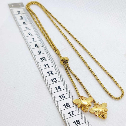 Sliding Chain Necklace in Stainless Steel Gold Plated