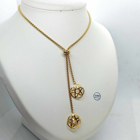 Sliding Chain Necklace in Stainless Steel Gold Plated