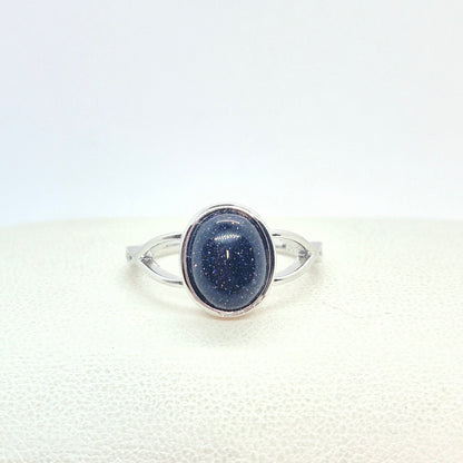 Natural Stone Ring in Sterling Silver with Turquoise, Lapis, Rose Quartz, Aventurine, Obsidian and Blue Goldstone
