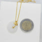 Natural White Hetian Jade Donut Pendant with Gold Plated Stainless Steel Chain Necklace