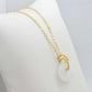 Natural White Hetian Jade Donut Pendant with Gold Plated Stainless Steel Chain Necklace