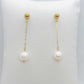 Natural Freshwater Pearl Dangle Stud Earrings in Gold Plated Stainless Steel