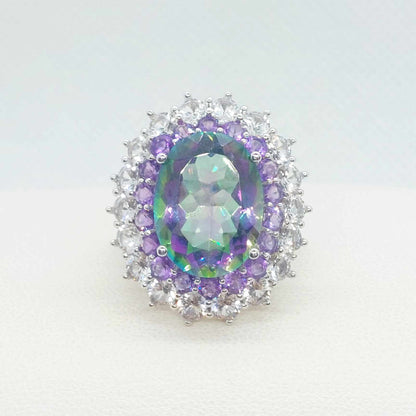Natural 9ct Fire Topaz Ring in Sterling Silver