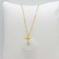 Natural White Hetian Jade Donut Pendant with Gold Plated Stainless Steel Chain Necklace