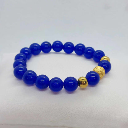Natural Dark Blue Chalcedony Bracelet in 10mm Stones