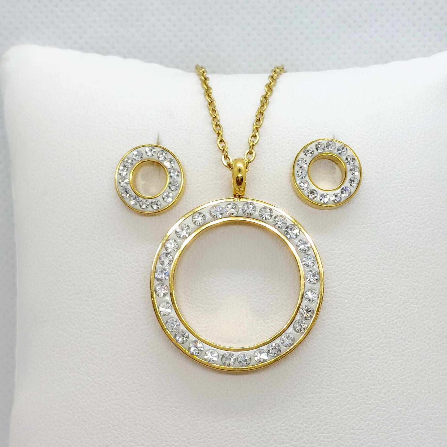 Mini Set with Zircon  in Stainless Steel Gold Plated