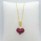 Synthetic Vermilion Cinnabar Heart Pendant with Sterling Silver Chain Necklace