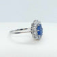 Natural 1ct Sapphire and Diamond Ring in Solid 18K White Gold - Pre Loved