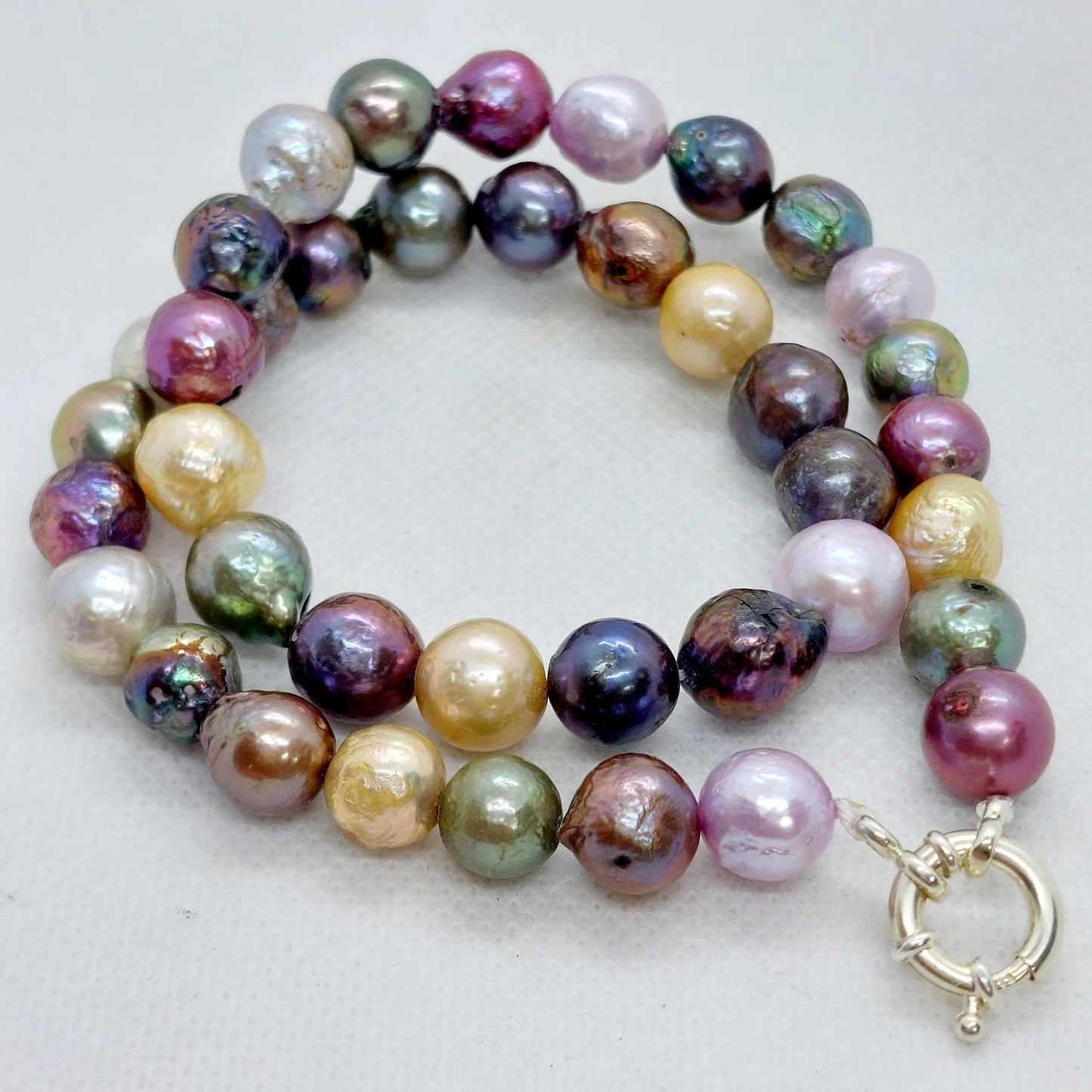 Natural 10mm mixed colored Pearl Choker Necklace 16inches