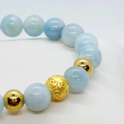 Natural Blue Aquamarine Bracelet with 10mm Stones