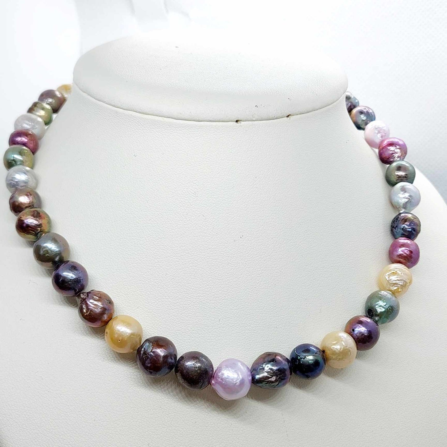 Natural 10mm mixed colored Pearl Choker Necklace 16inches