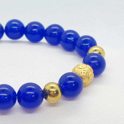 Natural Dark Blue Chalcedony Bracelet in 10mm Stones