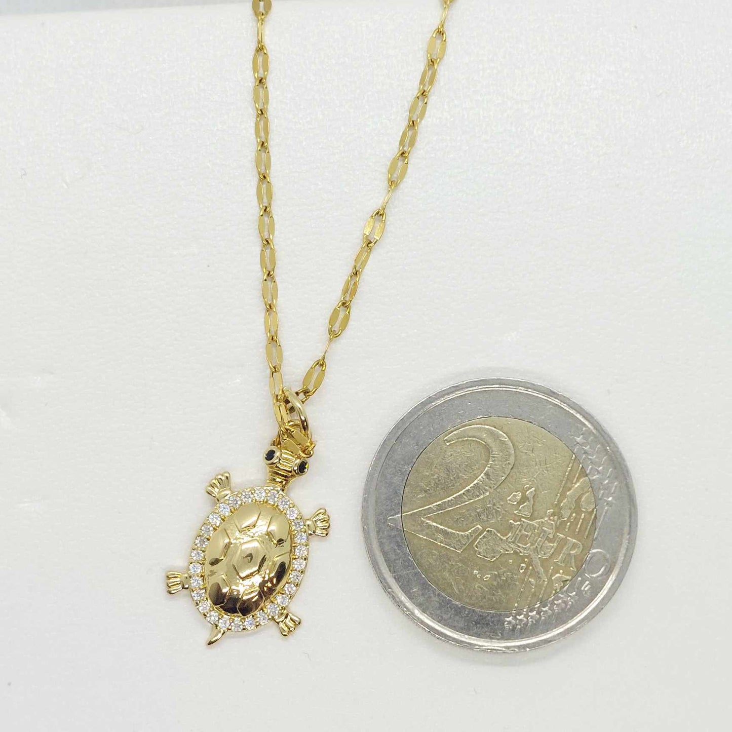Turtle Pendant Necklace in Stainless Steel Gold Plated