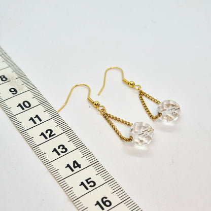 Natural Crystal Quartz Dangle Earrings in Stainless Steel Gold Plated