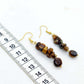 Natural Stone Dangle Earrings in Stainless Steel Gold Plated Amethyst, Tiger Eye, Strawberry Quartz and Prehnite