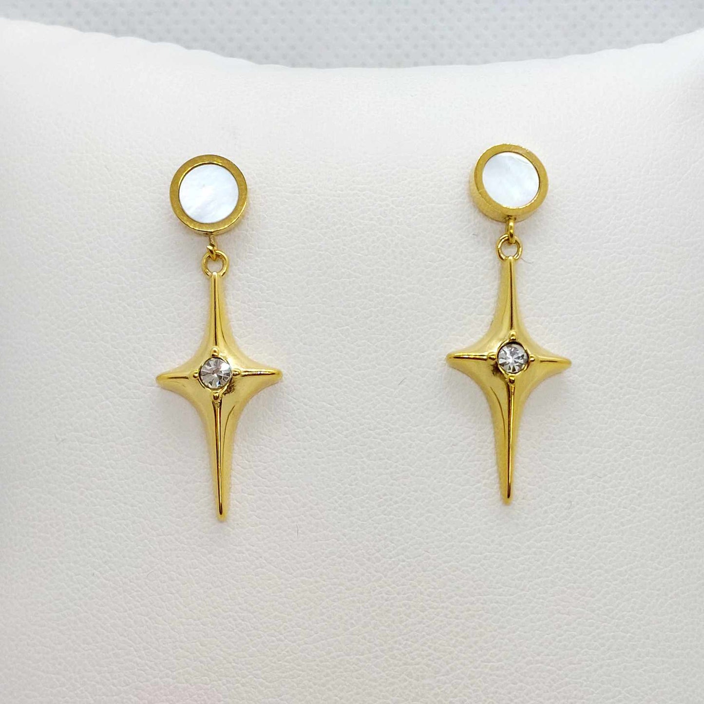 Dangle Earrings with Star in Stainless Steel Gold Plated