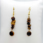 Natural Stone Dangle Earrings in Stainless Steel Gold Plated Amethyst, Tiger Eye, Strawberry Quartz and Prehnite