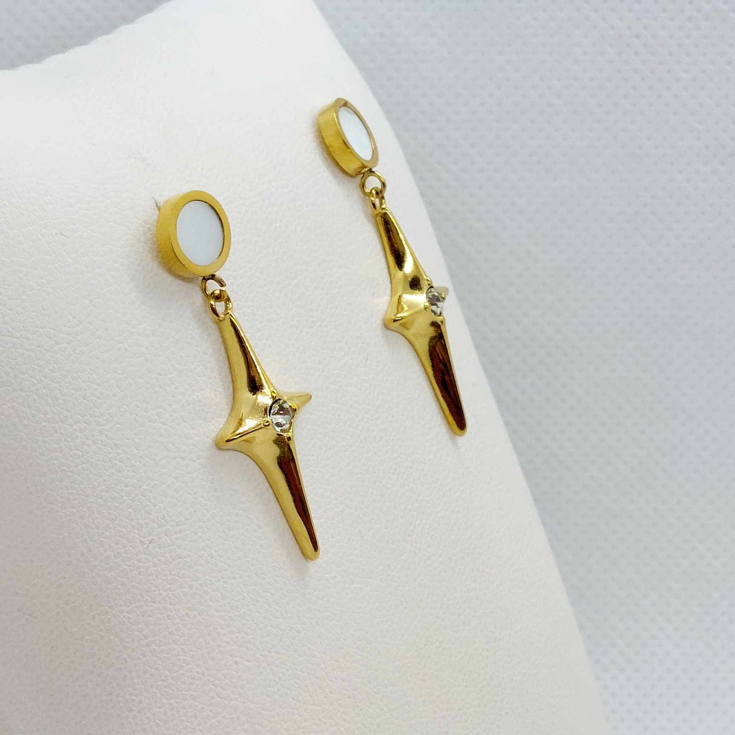 Dangle Earrings with Star in Stainless Steel Gold Plated