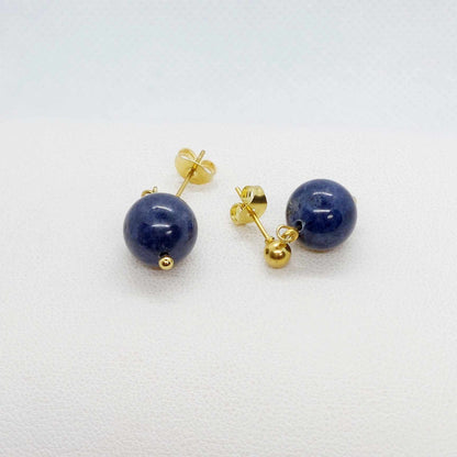 Natural Sapphire 10mm stones in Stainless Steel Gold Plated