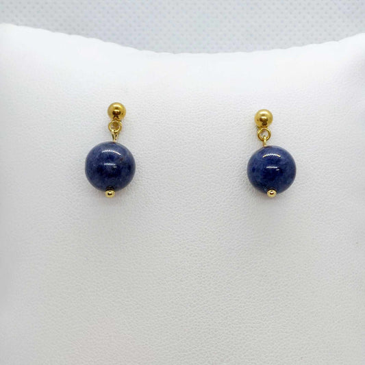 Natural Sapphire 10mm stones in Stainless Steel Gold Plated