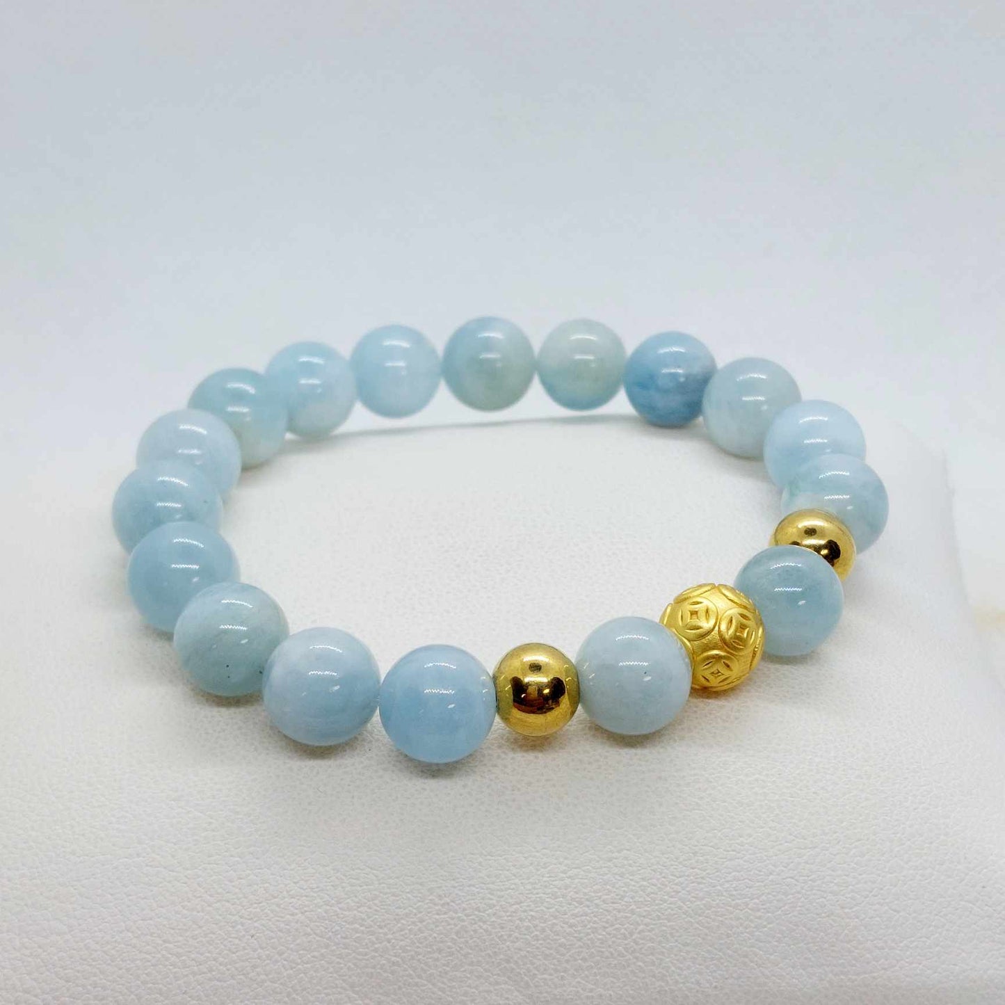 Natural Blue Aquamarine Bracelet with 10mm Stones