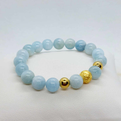 Natural Blue Aquamarine Bracelet with 10mm Stones