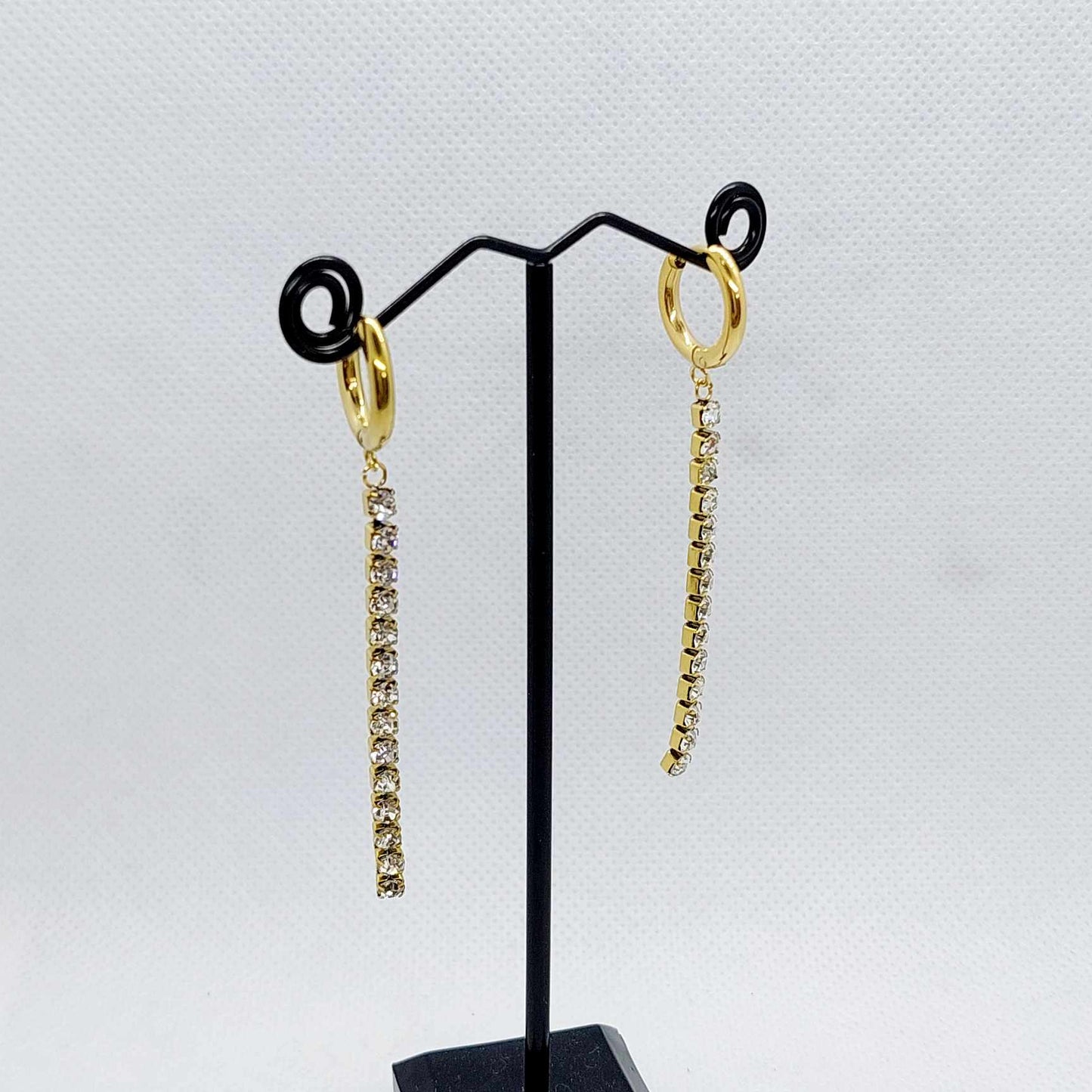 Dangle Earrings with Zircon in Stainless Steel Gold Plated