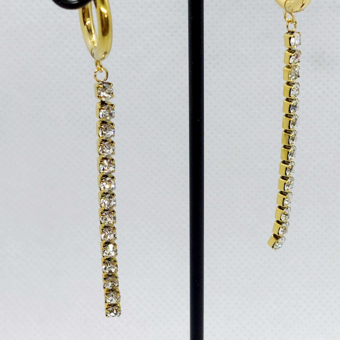 Dangle Earrings with Zircon in Stainless Steel Gold Plated