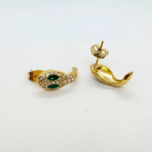 Snake Stud Earrings in Stainless Steel Gold Plated