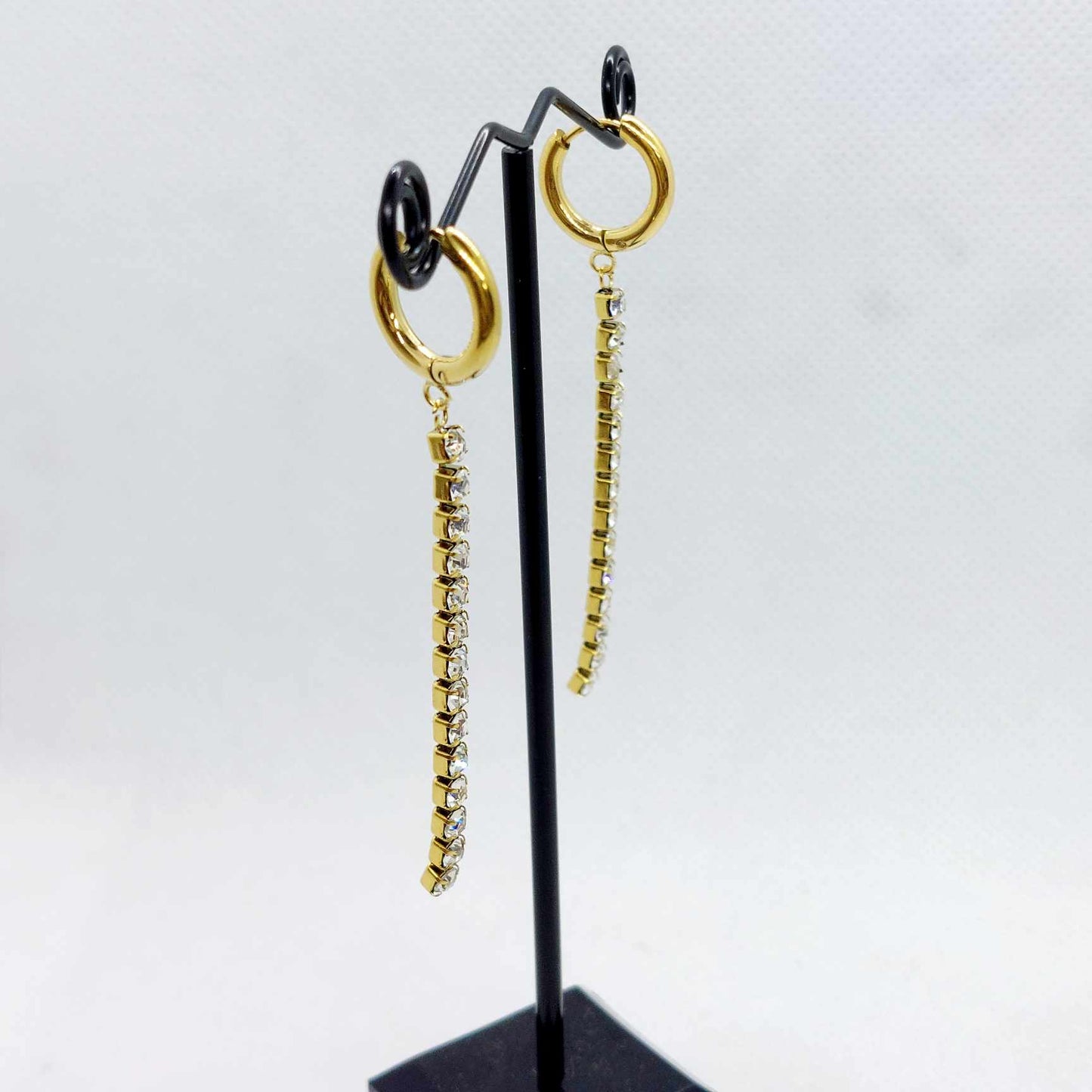 Dangle Earrings with Zircon in Stainless Steel Gold Plated