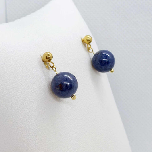 Natural Sapphire 10mm stones in Stainless Steel Gold Plated
