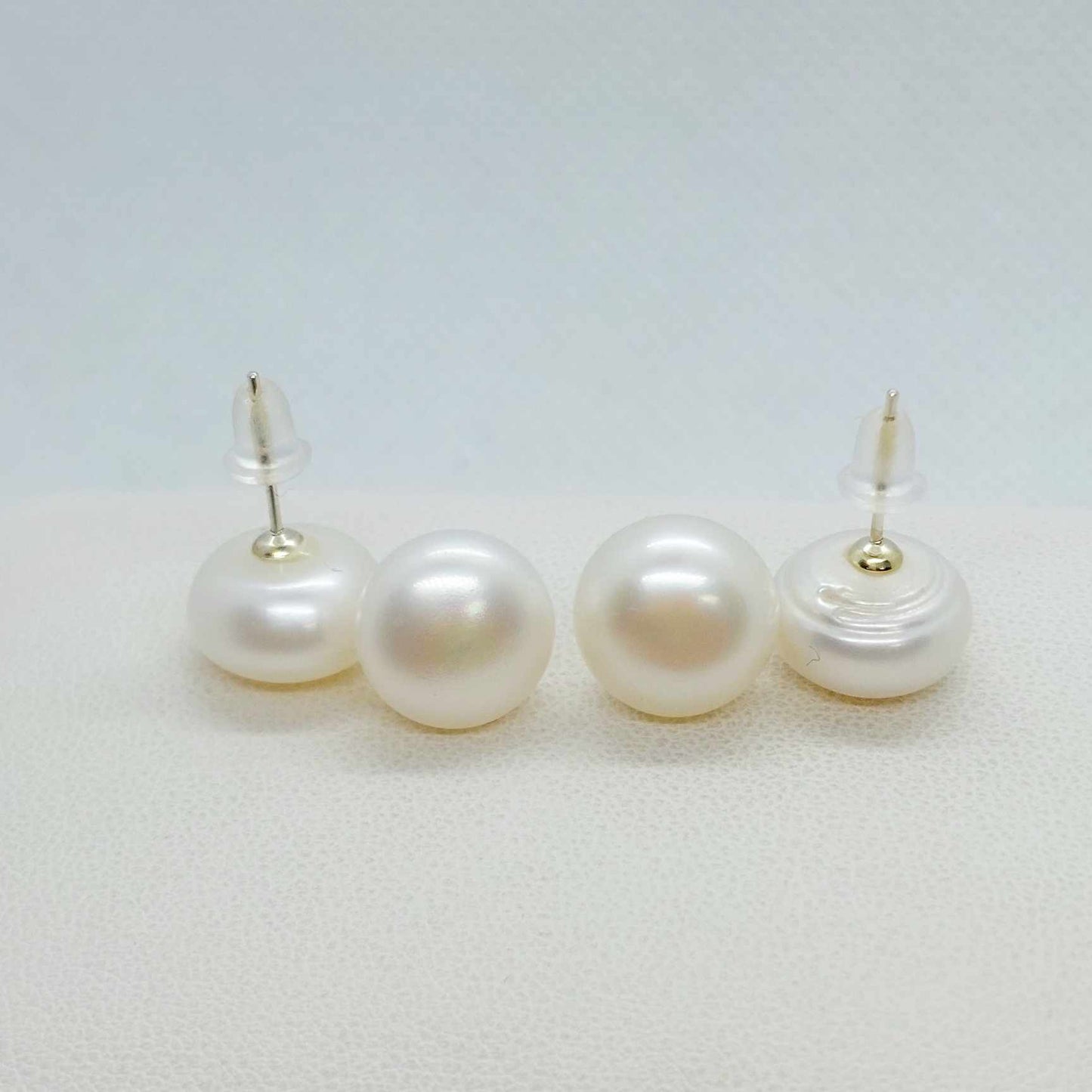 Natural Freshwater Pearl Stud Earrings with 12mm Stones in Sterling Silver