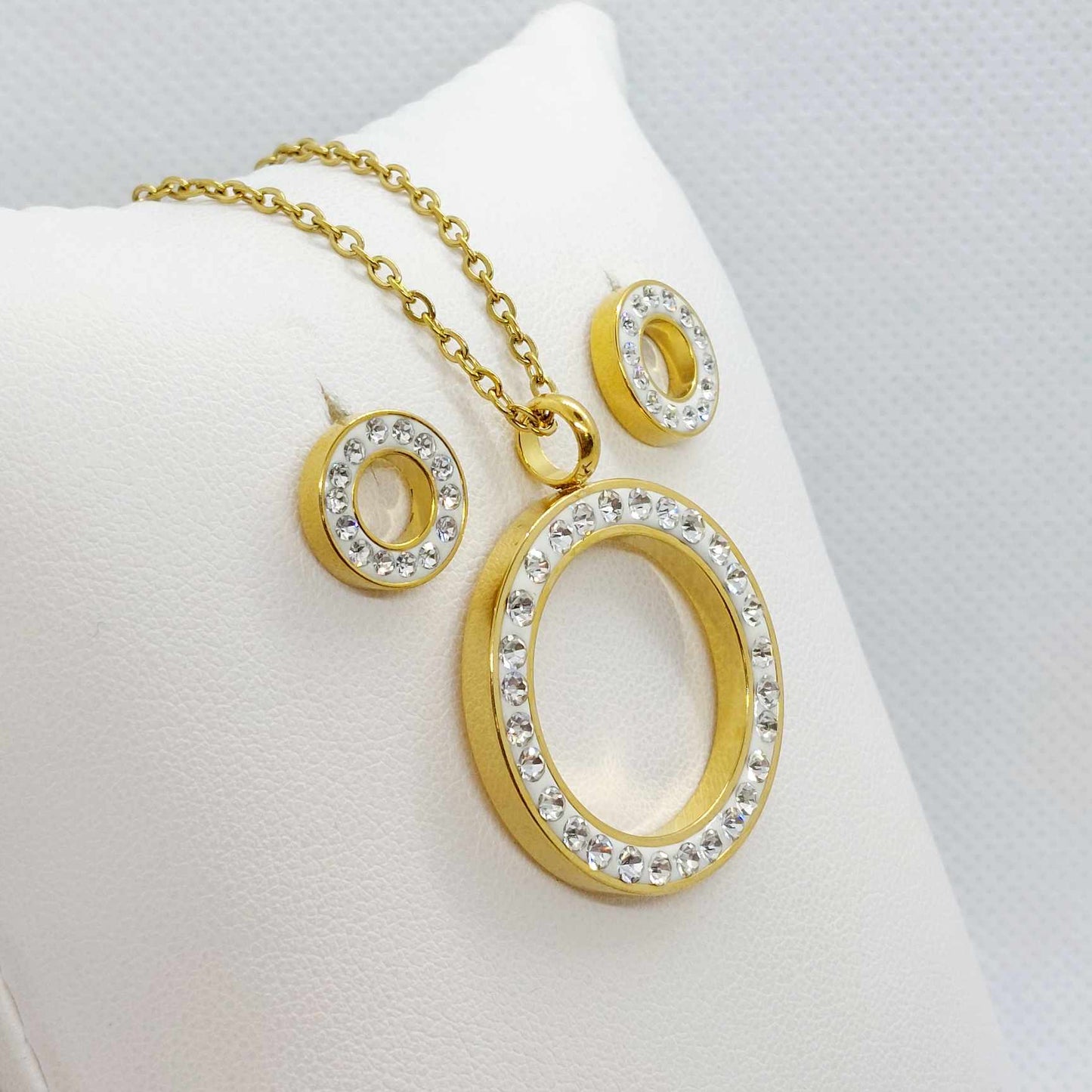 Mini Set with Zircon  in Stainless Steel Gold Plated