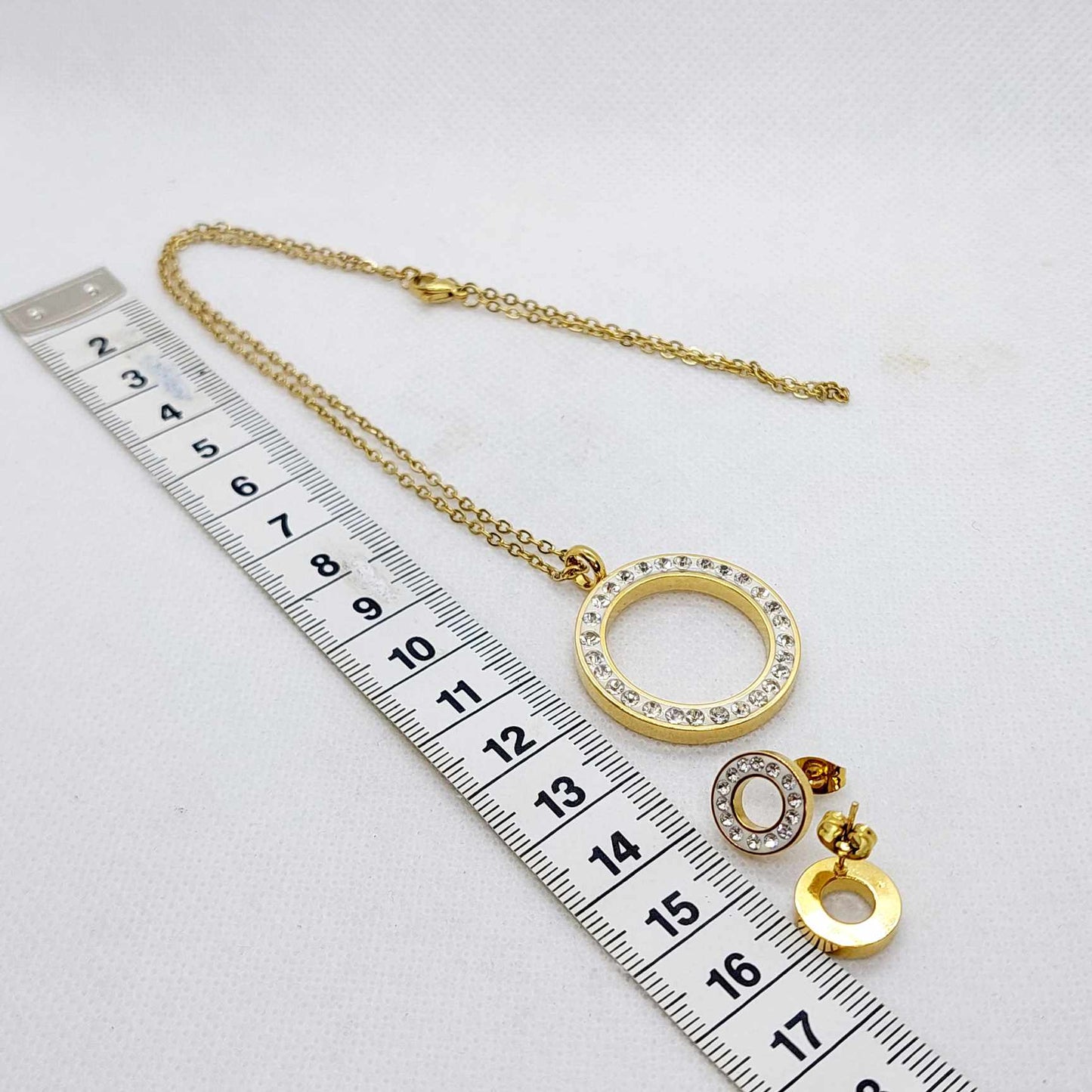 Mini Set with Zircon  in Stainless Steel Gold Plated