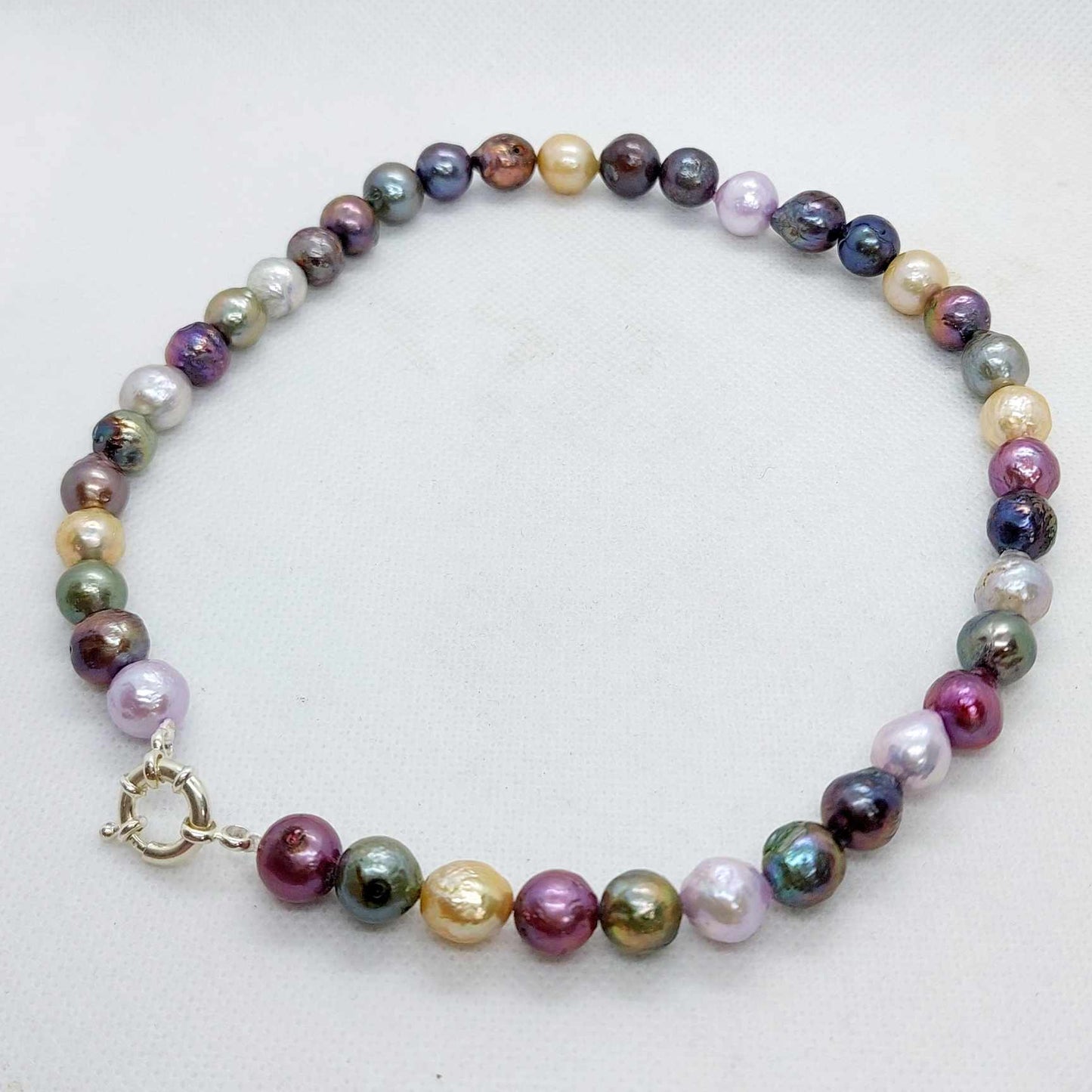 Natural 10mm mixed colored Pearl Choker Necklace 16inches