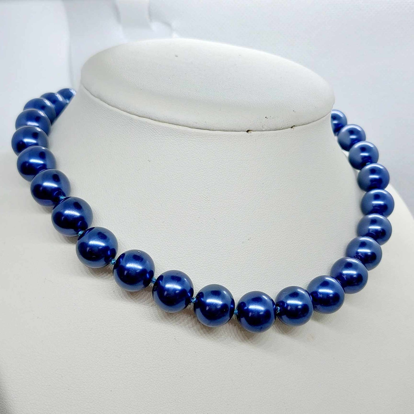 Blue Shell Pearl Choker Necklace in 12mm Stones 16inches