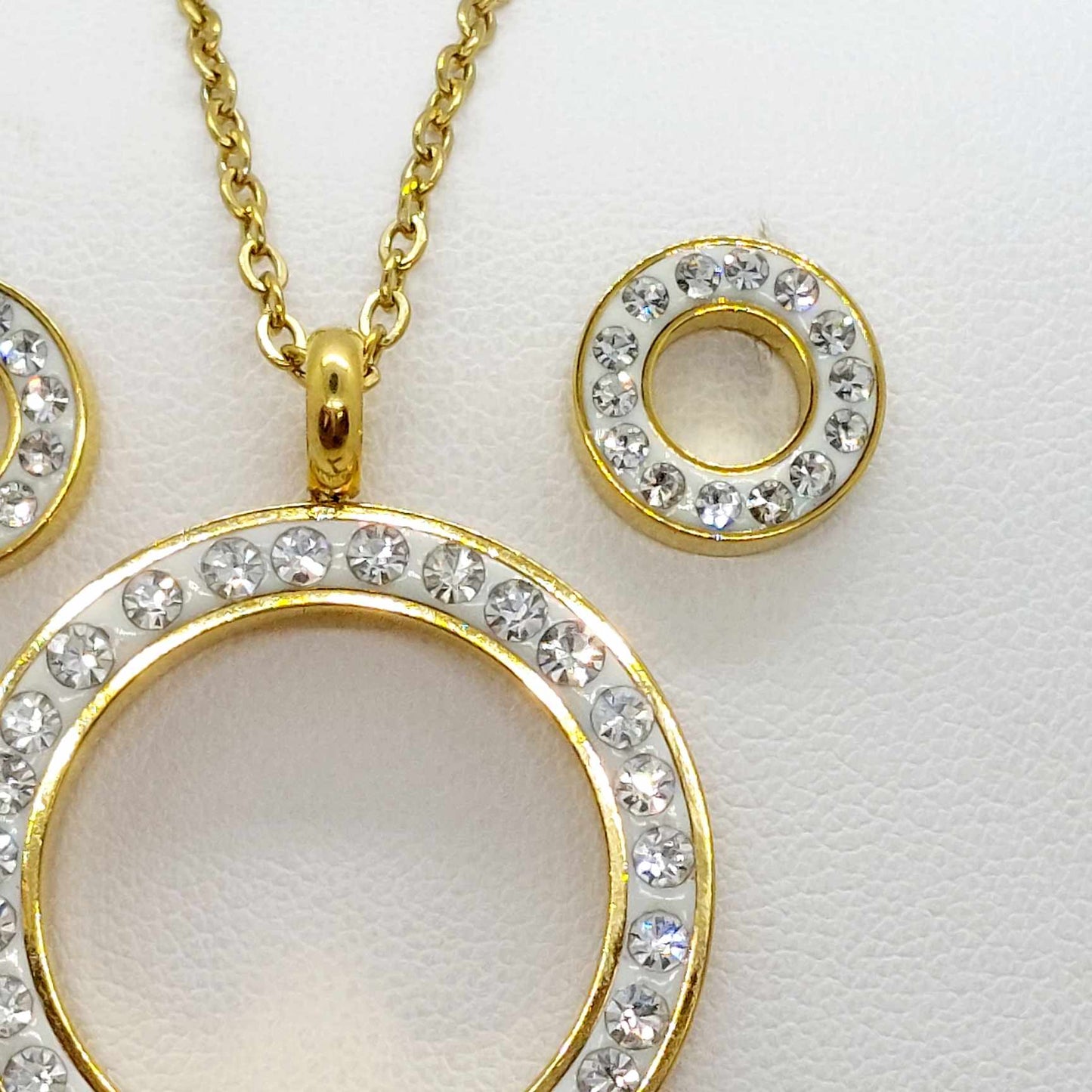 Mini Set with Zircon  in Stainless Steel Gold Plated