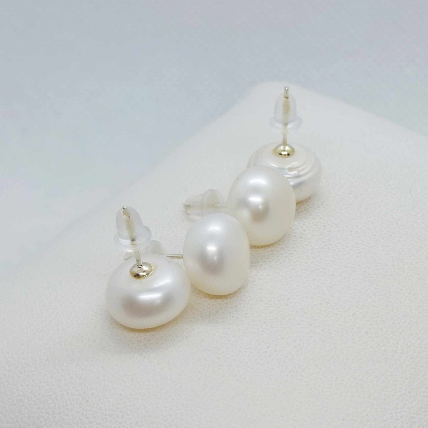 Natural Freshwater Pearl Stud Earrings with 12mm Stones in Sterling Silver